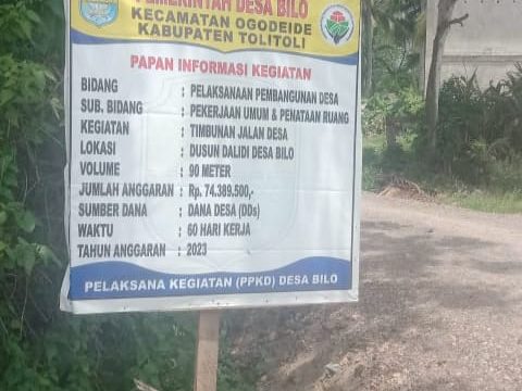 Pemdes Bilo bangun Jalan Menuju Objek Wisata Bahari Dusun Dalidi