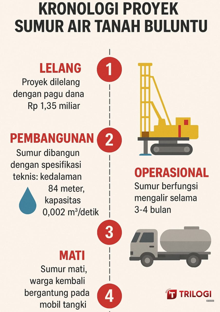 Kronologi alur Proyek Sumur Air Tanah Bulupountu