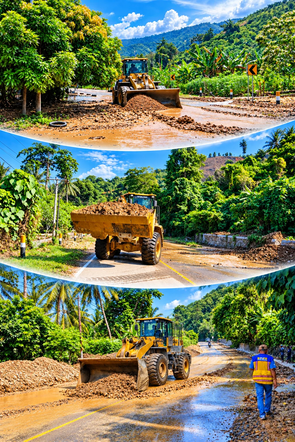 Kondisi jalan pasca banjir Tinombo Toboli